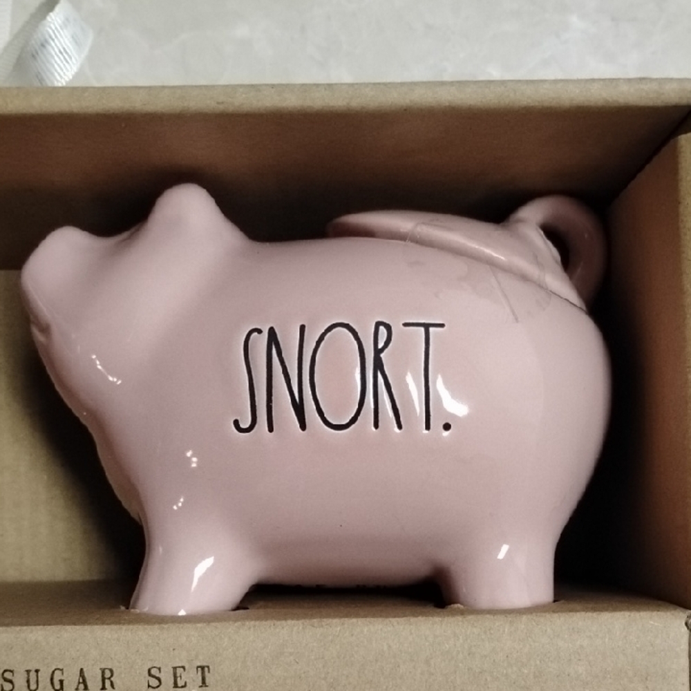 NIB - Rae Dunn Pink Piglets "Oink & Snort" 5oz. Creamer and Sugar Set - Picture 3 of 6